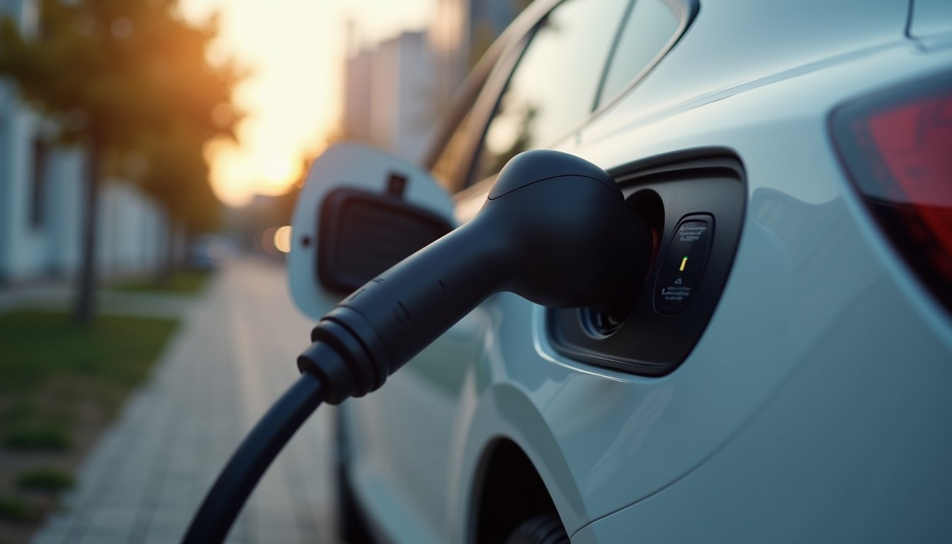 Connettore di ricarica collegato a un'auto elettrica