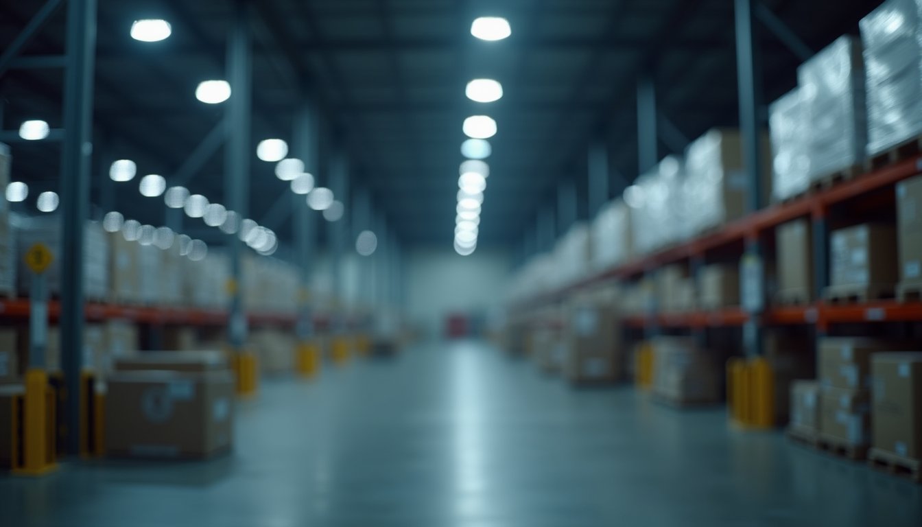 Illuminazione LED industriale in un magazzino