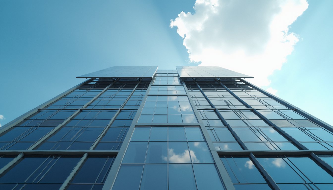 Edificio per uffici con pannelli solari in copertura